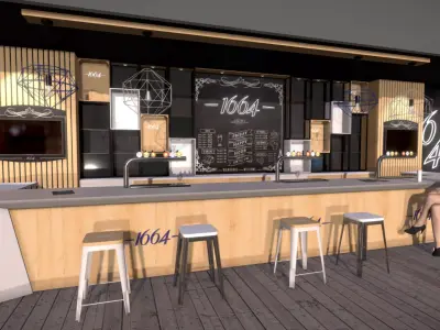 Bar restaurant interior design architecture Low-poly 3D model