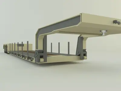 3ax lowbed trailer 3D model