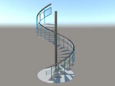 Steel Spiral Stair Metal Spiral Stair Low-poly 3D model