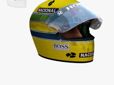 Ayrton Senna helmet 1976 Low-poly 3D model