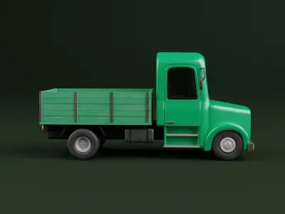Stylized Cartoon Rigged Open Back Truck 3D model