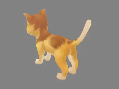 Cartoon Orange Cat  - Yellow Cat Low-poly 3D model