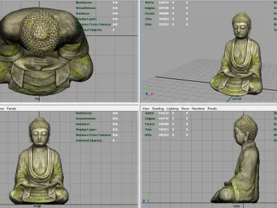 Ancient buddha Low-poly 3D model