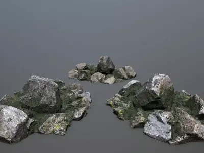 mossy rocks Low-poly 3D model