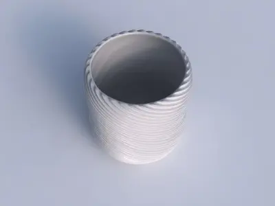 Bowl cylindrical with bent extruded lines 2 3D print model