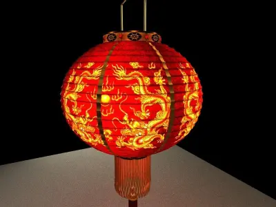 Chinese Red Lantern 3D model 5