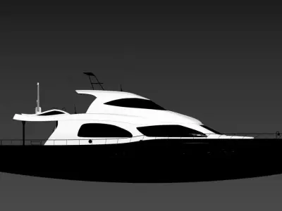 Elegant Sport Flybridge Yacht 3D Model 3D model