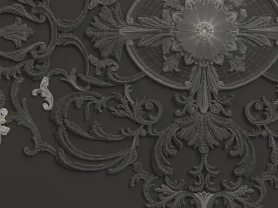 Rosette 3 ornate wall plaque 3D model