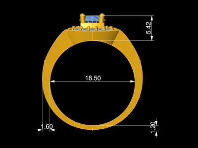 Luxury Pave Diamond Men Ring 614 3D print model