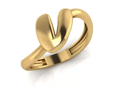 V alphabet bypass shell hallow ring 3D print model