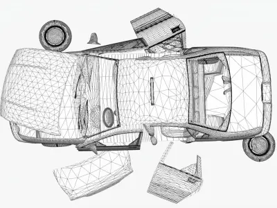 8k abandoned cars destroyed vehicles Low-poly 3D model