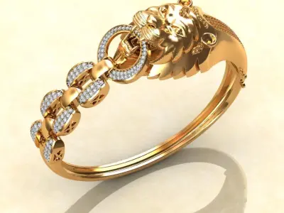 Gold Lion Bracelet 3D print model
