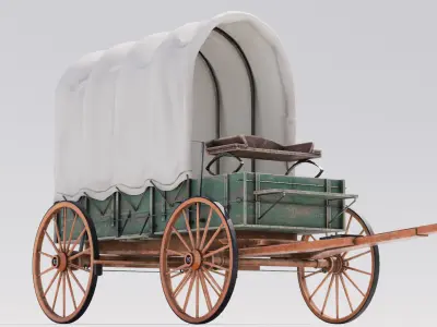 Covered Wagon 01 Low-poly 3D model