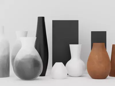 Vase decoration set  Low-poly 3D model