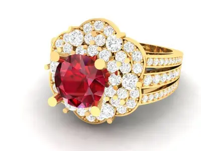 Luxury Multi Halo Gemstone Ring for Women  450 3D print model