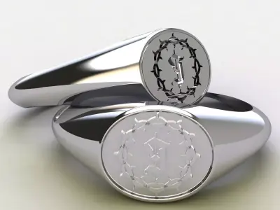 Letter J Signet Ring 3D print model