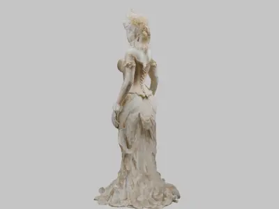 Rococo Figure Vintage Victorian Figurine Porcelain Low-poly 3D model
