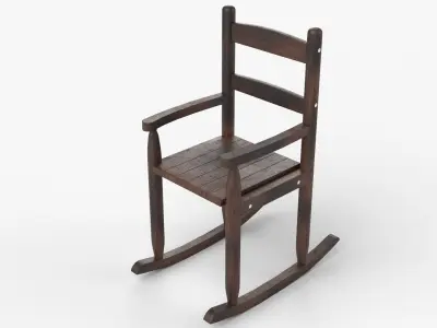 Chair No 9 Rocking Chair Cane Rocker Wood Version 3D model