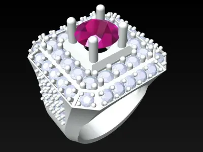 Diamond Rings - Mens Ring - N3829 3D print model