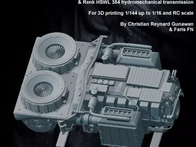 Leopard 2 MTU MB 873 Ka-501 and Renk HSWL 354 transmission 3D print model