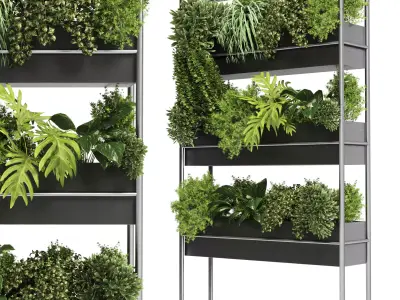 Indoor plant-plant stand metal vase 02 Low-poly 3D model