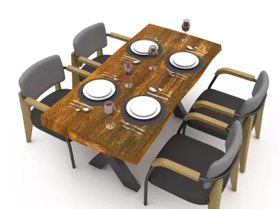 3D dining table 013 model Low-poly 3D model