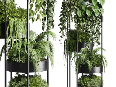 circle stand plant collection Indoor plant metal vase 3D model