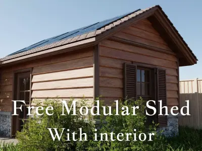 Free Modular Shed with interior Free low-poly 3D model