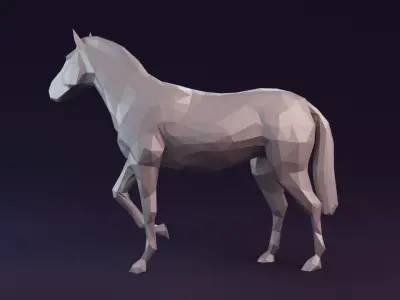 Low poly horse polygonal Low-poly 3D model