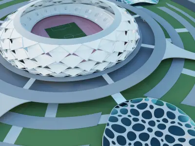 stadium futuristic with roof 3D model