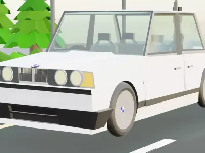 stylized low poly saloon inspired by 5series bmw Low-poly 3D model