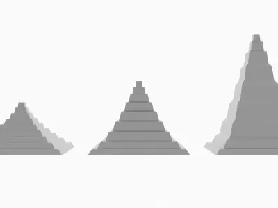 Curved Staired Pyramid - 3 Shapes Low-poly 3D model