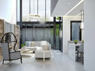 Modern Classic Living and Pantry 3D model