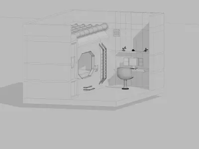 Low Poly Sci-fi Room Free low-poly 3D model
