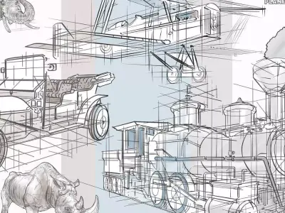 Adventure Blueprint Sketch Mural  Texture