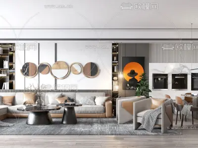 contemporary living room scene 3D model