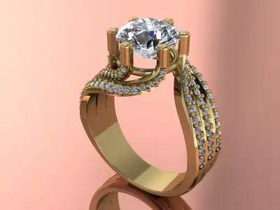 Elegant Diamond Ring Jewelry Gold  3D print model purchase