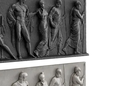 Greek Roman Relief panel Low-poly 3D model