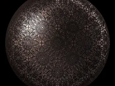 Metal Materials 9- Ornament Metal panels By Sbsar Pbr Seamless Texture