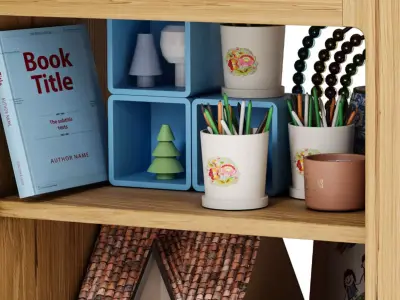 Children car with toys and books 3D model