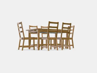 NORDVIKEN - NORDVIKEN table and 6 chairs Low-poly 3D model