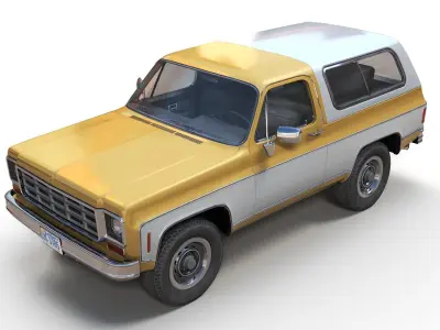 70s 4x4 Offroad car Low-poly 3D model