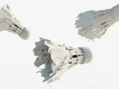 Scanned badminton shuttlecock Low-poly 3D model