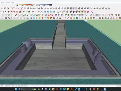 Outdoor sunken sitting area in pool 3D model