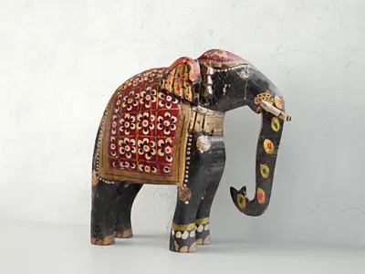 Vintage Indian Solid Wood Elephant 3D model