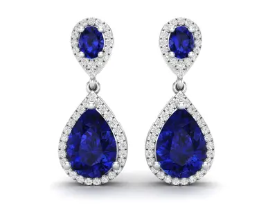 AV 336 Pear and ovel Ladies Vintage Dangling Drop Earrings 3D print model