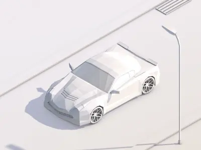 Cartoon Low Poly Sportcar Low-poly 3D model