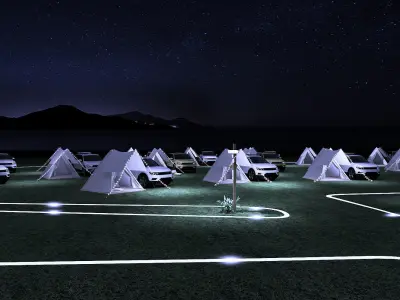 An outdoor tent a drive-in 3D model