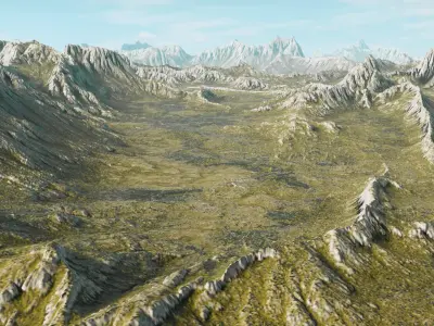 Provence landscape terrain for game engine Low-poly 3D model