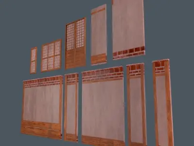 Modular wall Collection0001-B  Low-poly 3D model